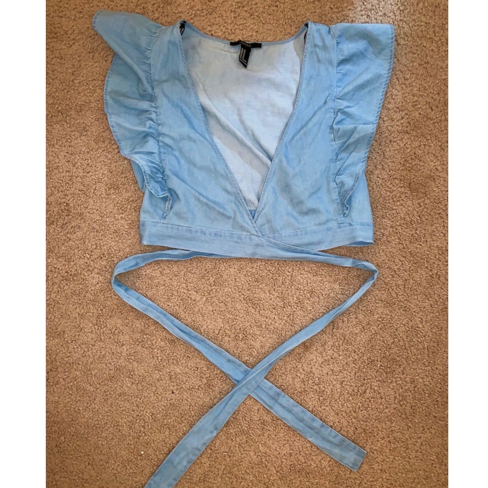 Denim Crop Top with Straps